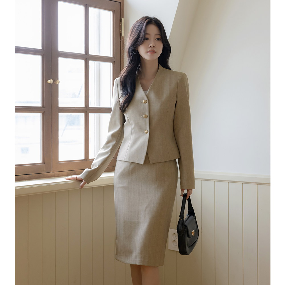 Classic No-collar Set-up Jacket