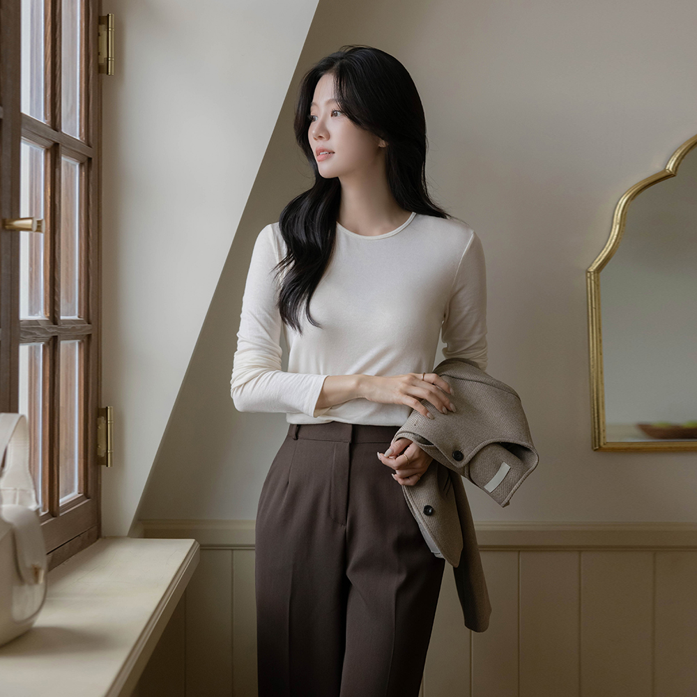 Daily Tencel Raund neck Long-sleeve T-shirt