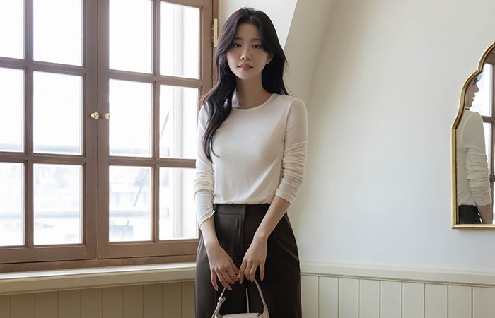 Daily Tencel Raund neck Long-sleeve T-shirt