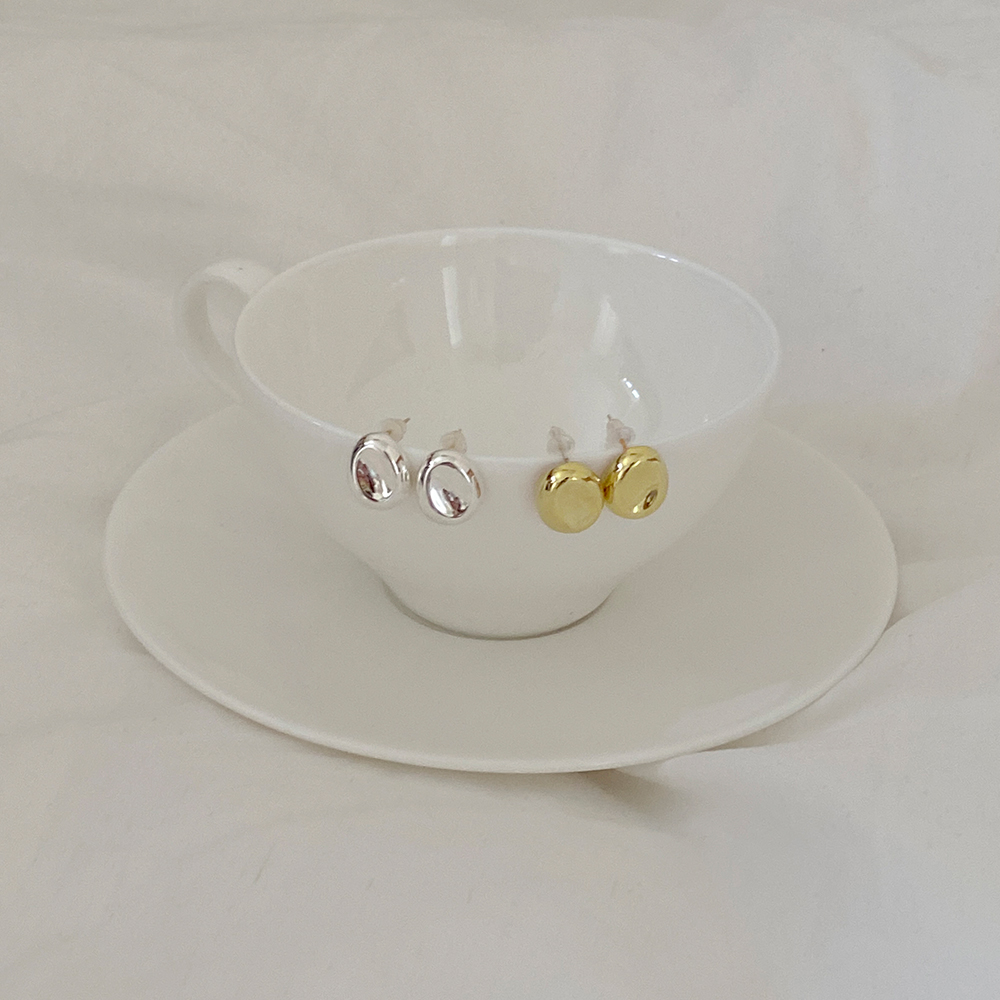 Simple Round Silver&Gold Earring