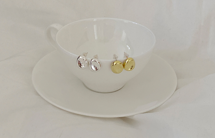 Simple Round Silver&Gold Earring