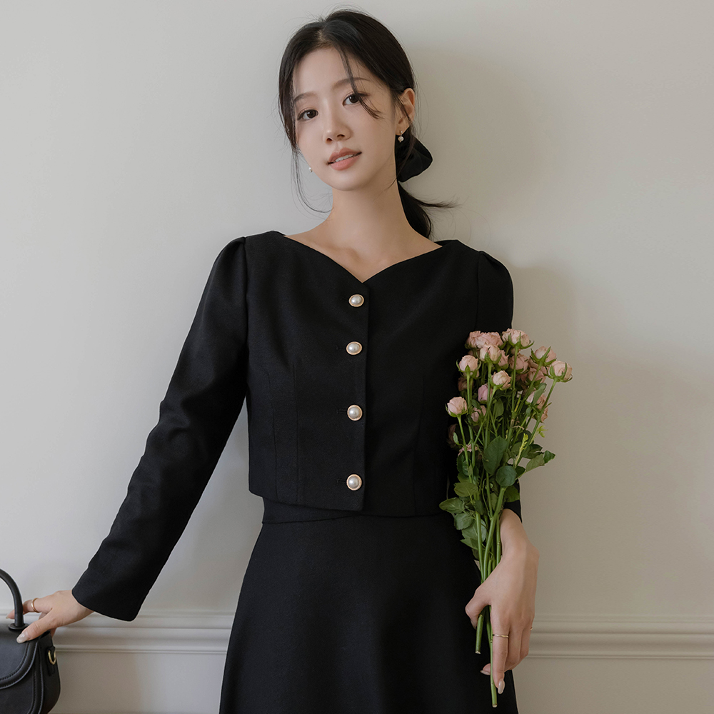 ray Tweed Pearl Crop Set-up Jacket