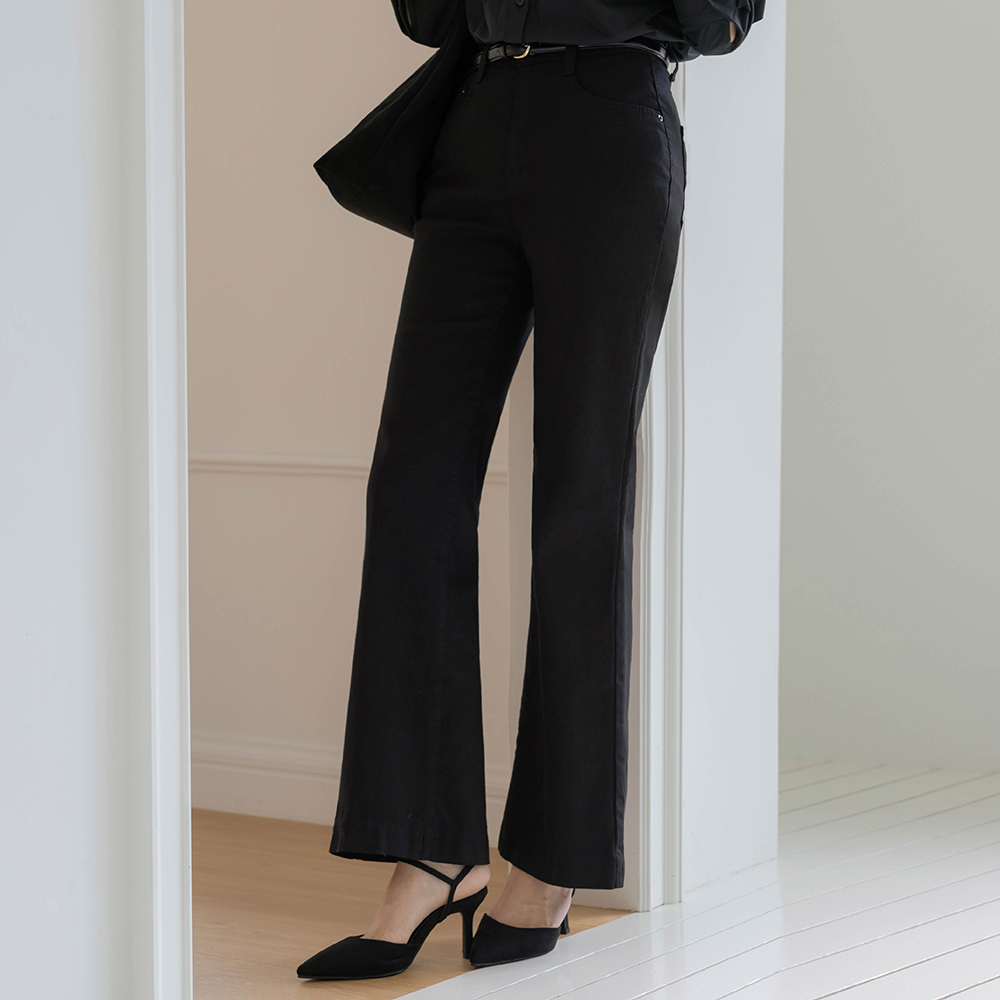 Cotton Banding Span Boot-Cut Pants