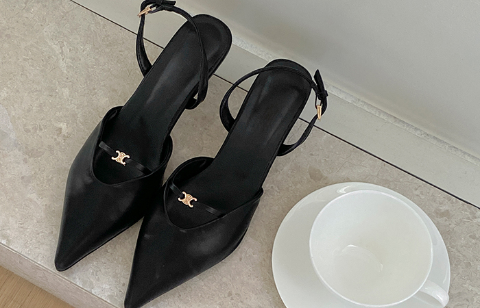 Gold Point Stiletto Sling Backs Heels