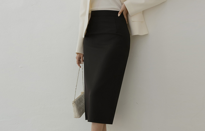 Simple Obi-Line High-Waist Span Skirt