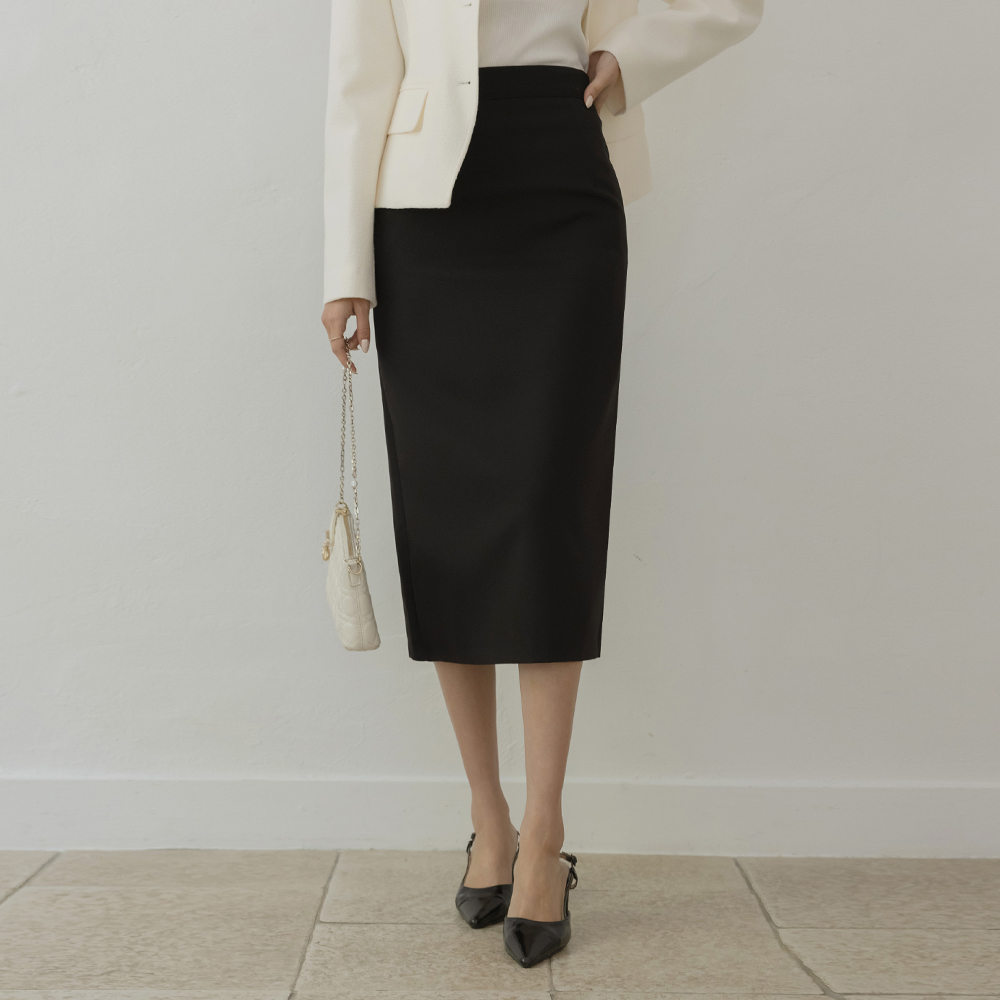 Simple Obi-Line High-Waist Span Skirt