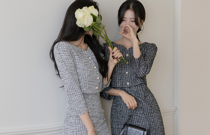 [O:neul] Layering Tension Tweed Dress(2type)