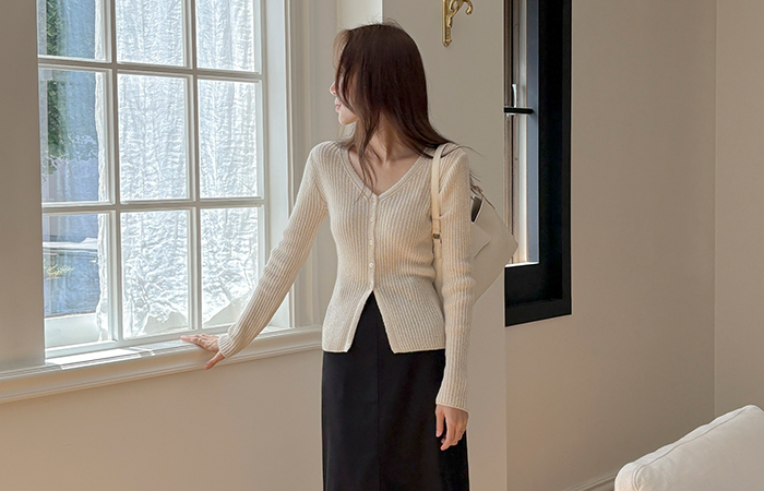 Corduroy VNeck Wool Cardigan