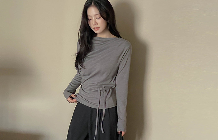 Pretty fit Shirring Span T-shirt(+Belt)