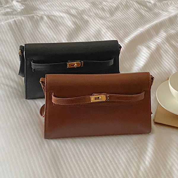 Classic Gold Buckle Cowhide Handbag