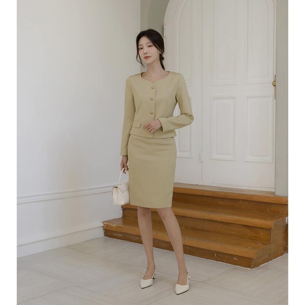 Tweed H-line Set-up Skirt