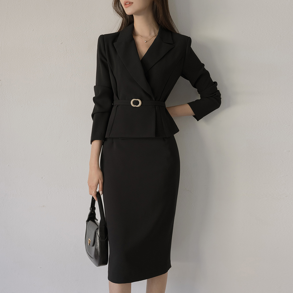 Classic Peplum Two-piece Style Dress(+Belt)