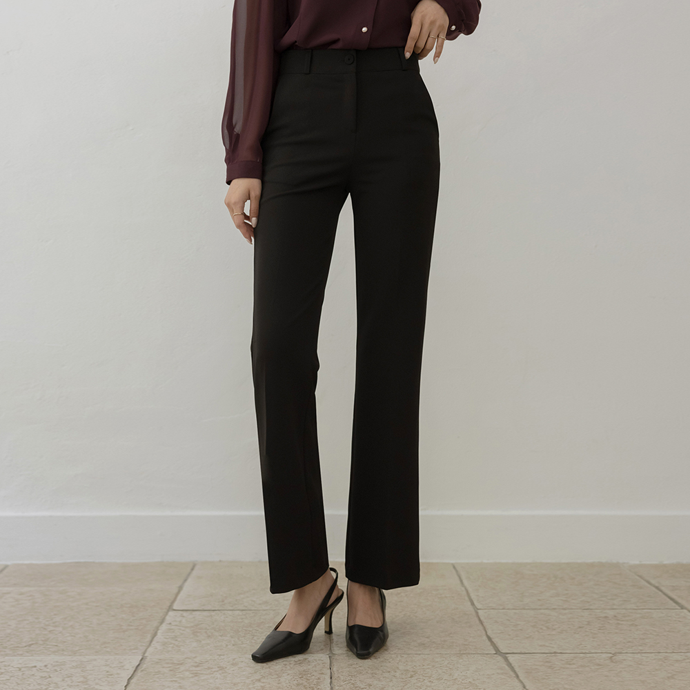 Tight Span Hidden Banding Semi- Boot-Cut Slacks(fall)