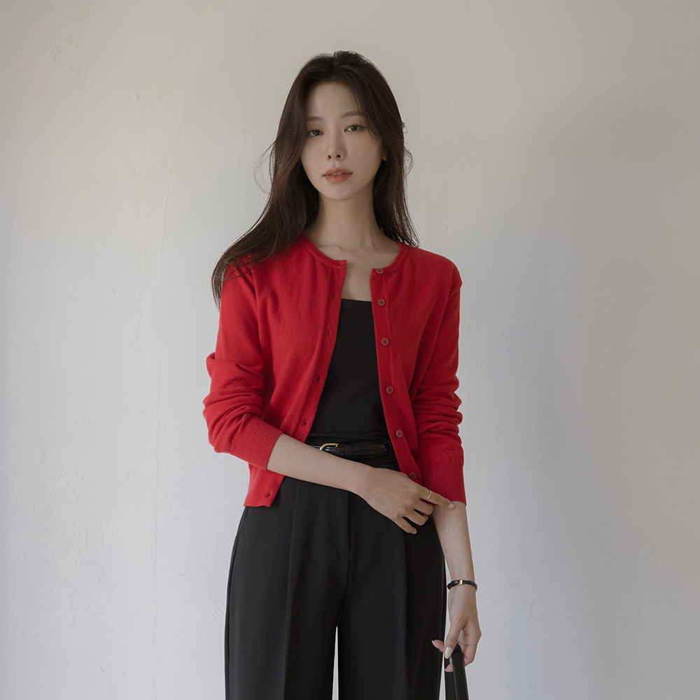 Colorful Raund neck Basic Cardigan