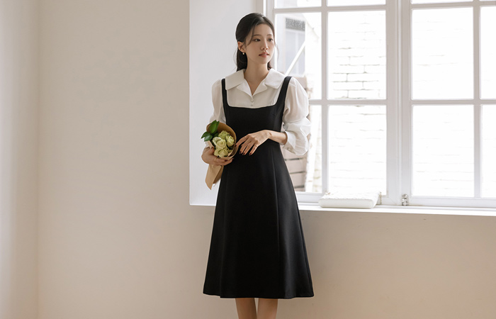layered A-line Tweed Dress
