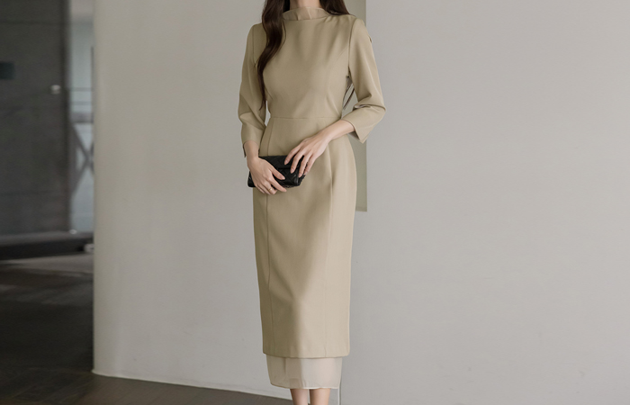 Color Combination Span H-line Dress