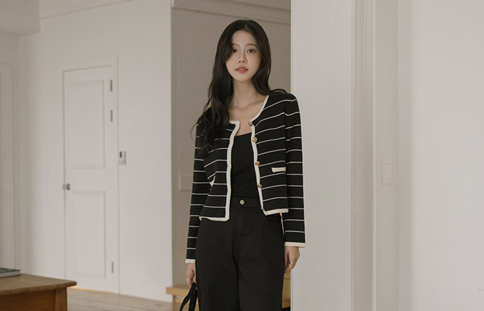 Raund neck Gold Button Cardigan