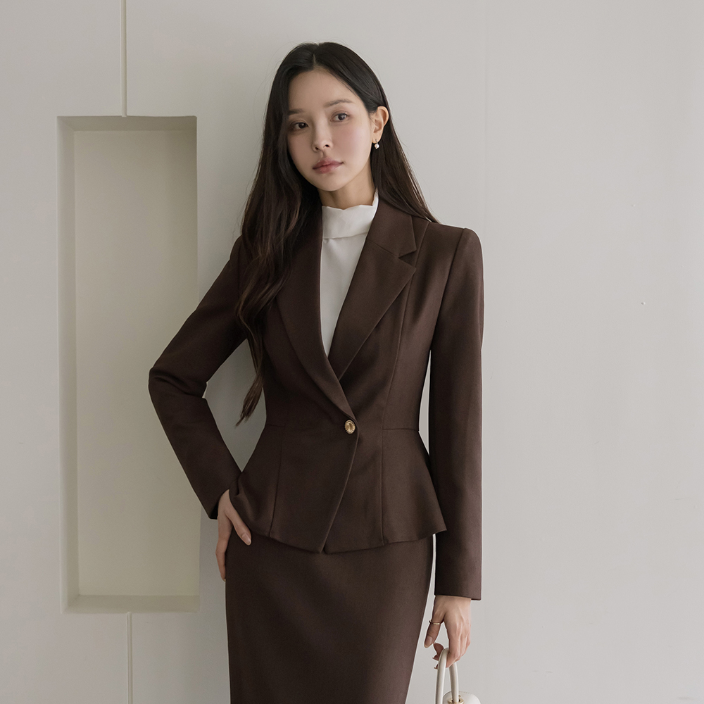 Classic One-Button Peplum Set-up Jacket