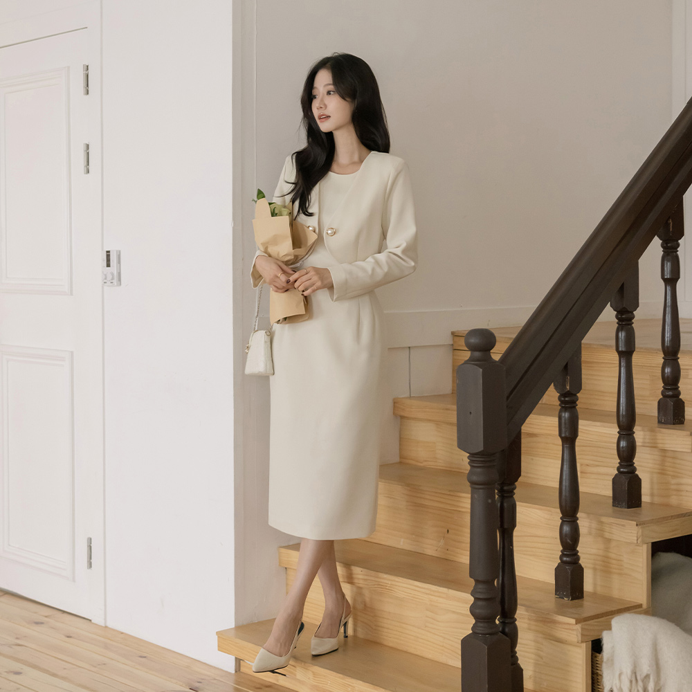 Jacket layered H-line Dress