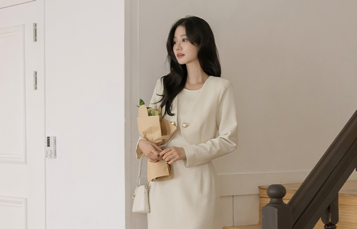 Jacket layered H-line Dress