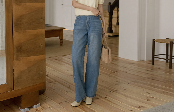 Length repair NO! wide fit Denim Pants(3type)