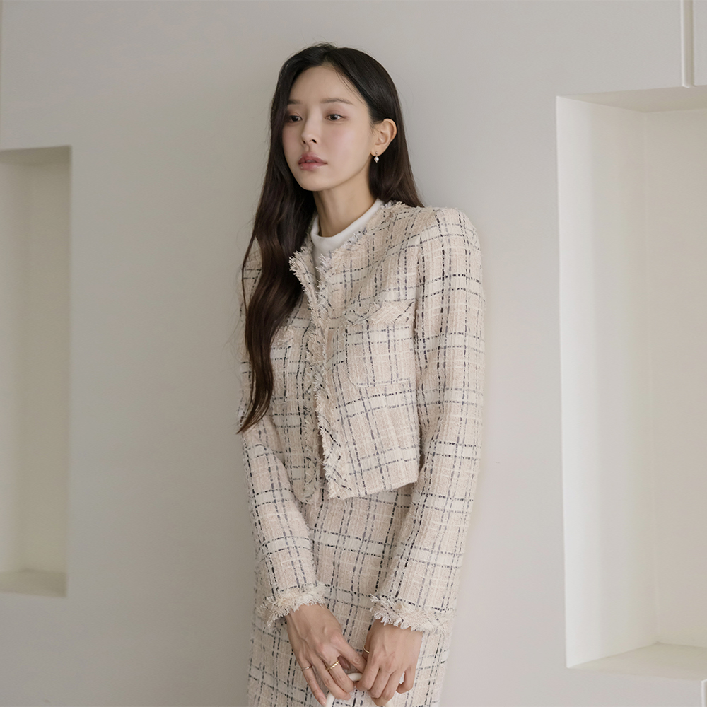 Ivy Check Tassel Tweed Set-up Jacket