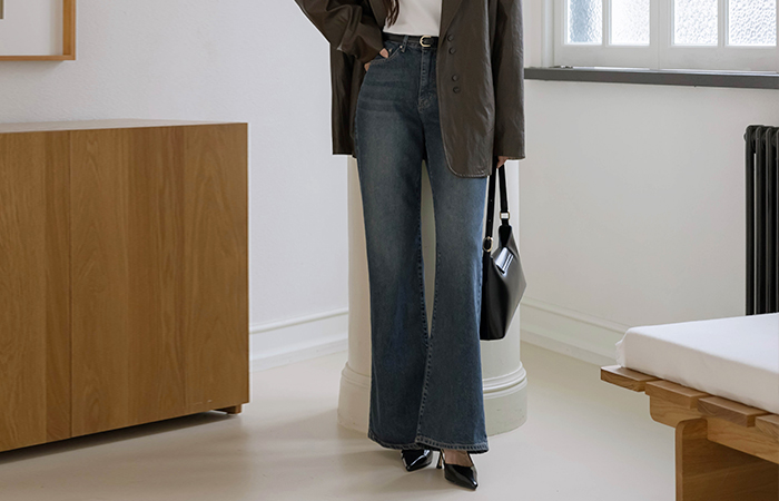 Flared Semi- Wide Boot-Cut Denim Pants