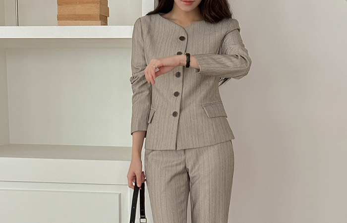 Stripe Slim Fit Set-up Jacket