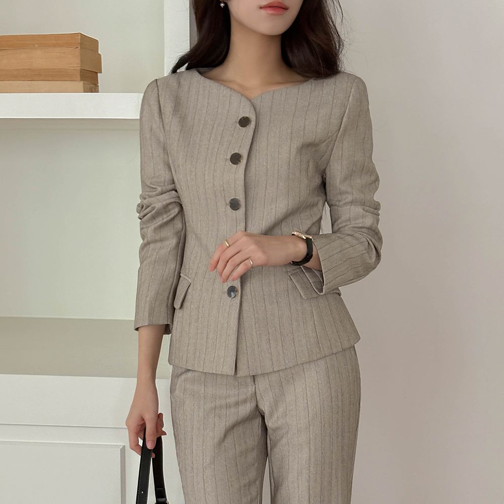 Stripe Slim Fit Set-up Jacket