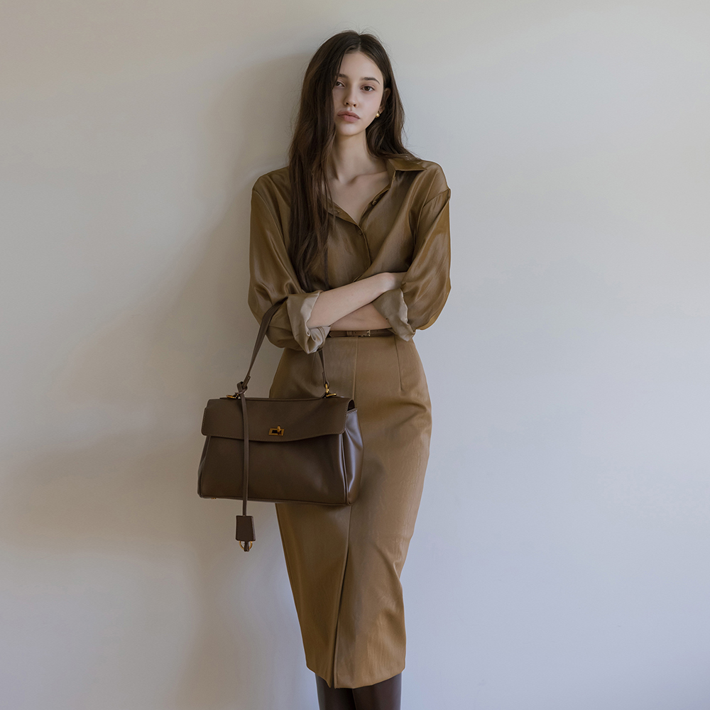 Coating Belted H-line Set-up Long Skirt