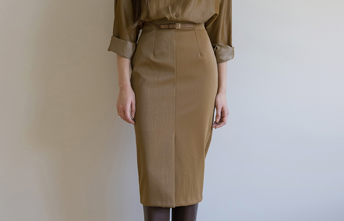 Coating Belted H-line Set-up Long Skirt