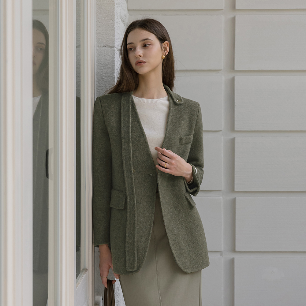 Fleur Wool Harp Hand-Made Coat(+Tie)