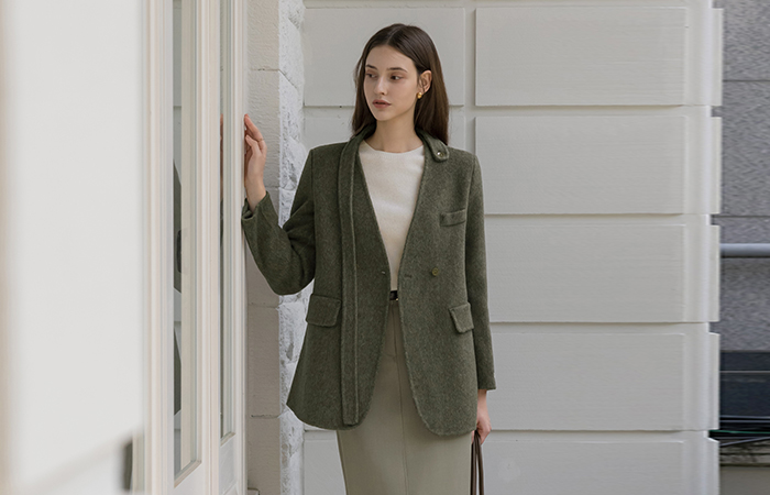 Fleur Wool Harp Hand-Made Coat(+Tie)