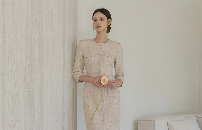 T H-line Tweed Dress