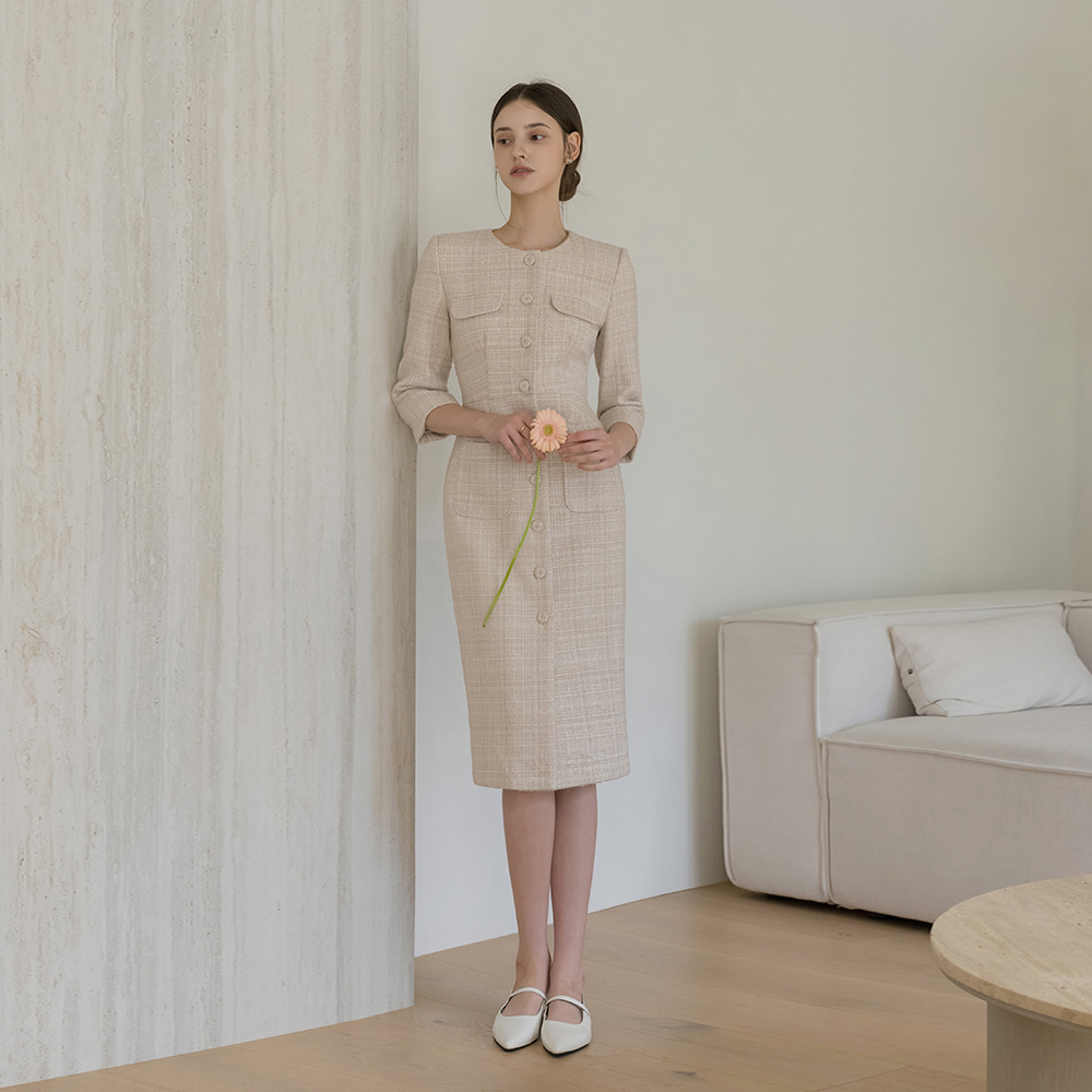 T H-line Tweed Dress