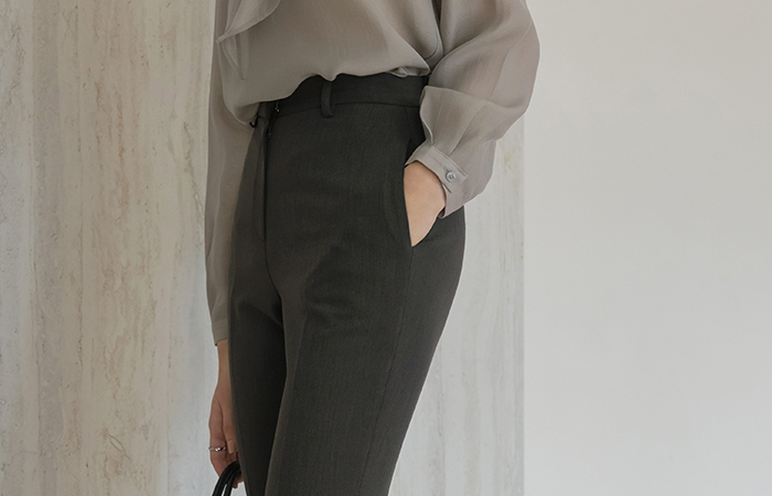 Wool Boot-Cut Slit Set-up Slacks