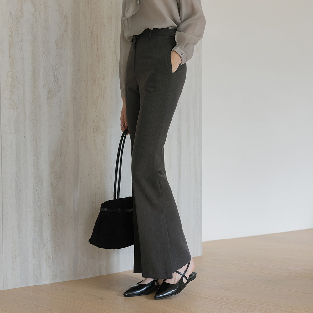 Wool Boot-Cut Slit Set-up Slacks