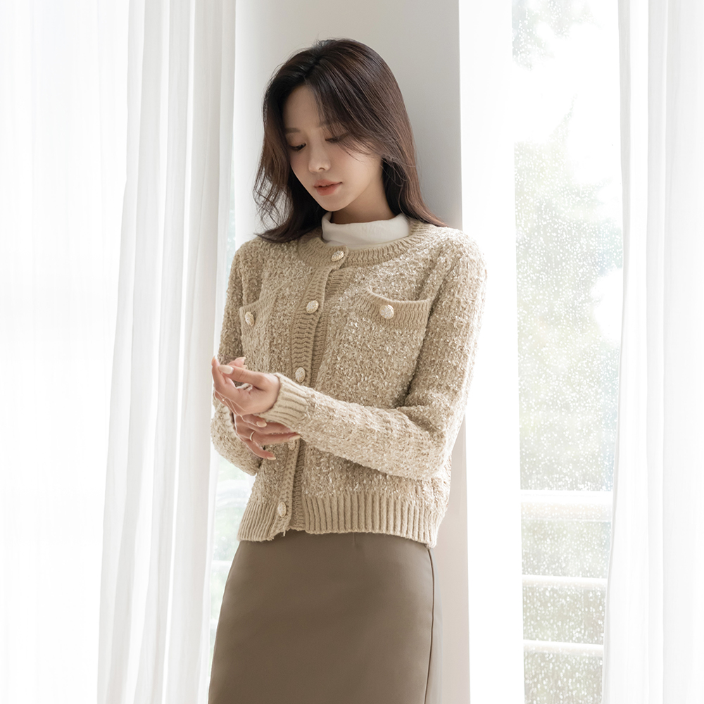 Luna Twinkle Color Combination Tweed Cardigan