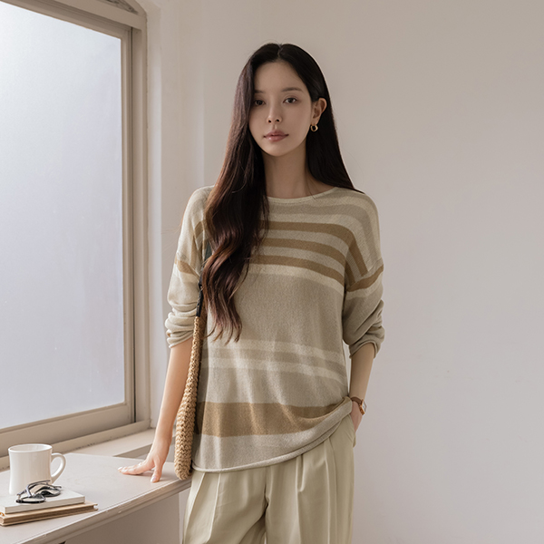 Linen Stripe loose fit Knit