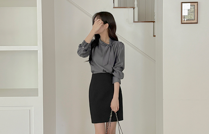 Tencel Scarf-Neck Blouse