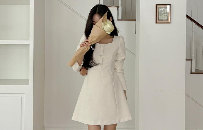 Bouquet Tweed A-line Dress(2type)