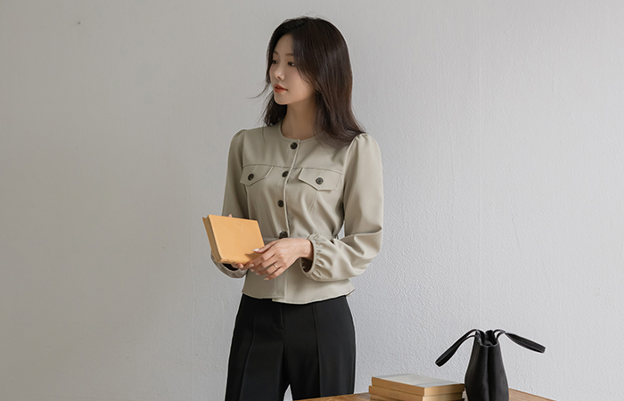 Trench Style Peplum Blouse(+Belt)