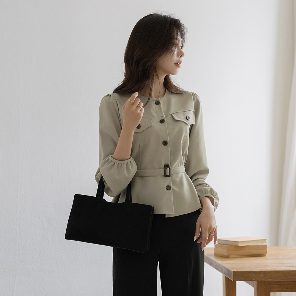 Trench Style Peplum Blouse(+Belt)
