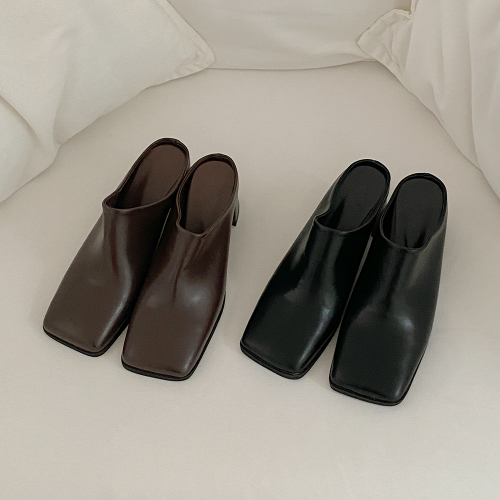 Modern Square Toe Backless Loafer Shoes