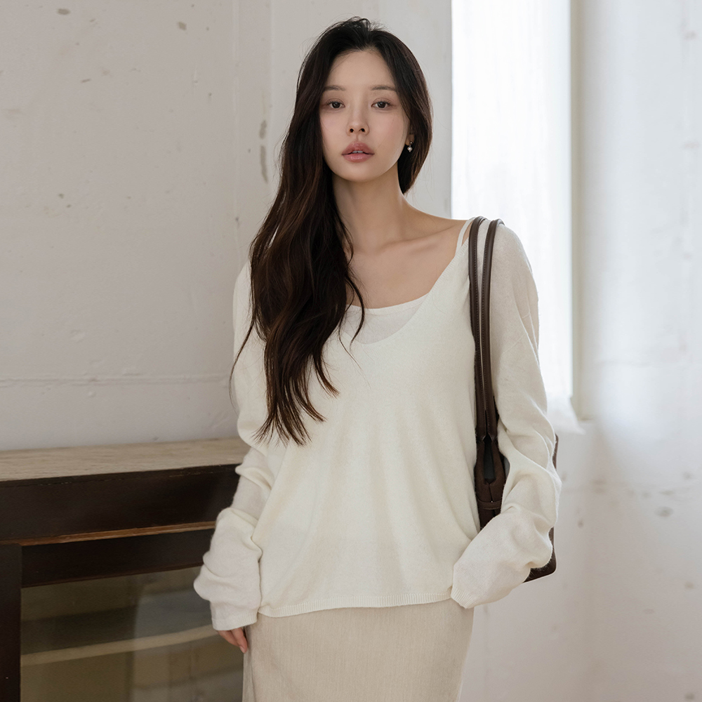 Pretty fit Wool&Cashmere Sleeveless shirts&Knit SET