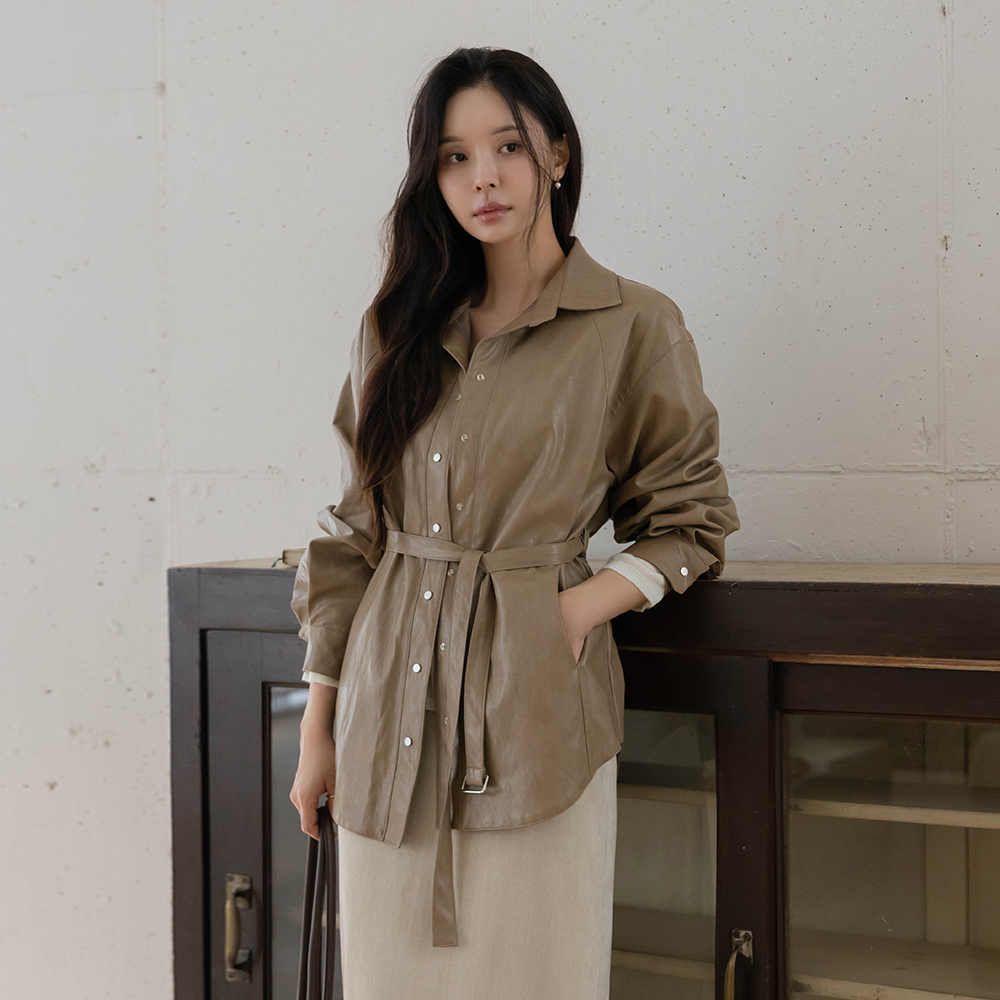 Polo Cover Leather Jacket(+Belt)