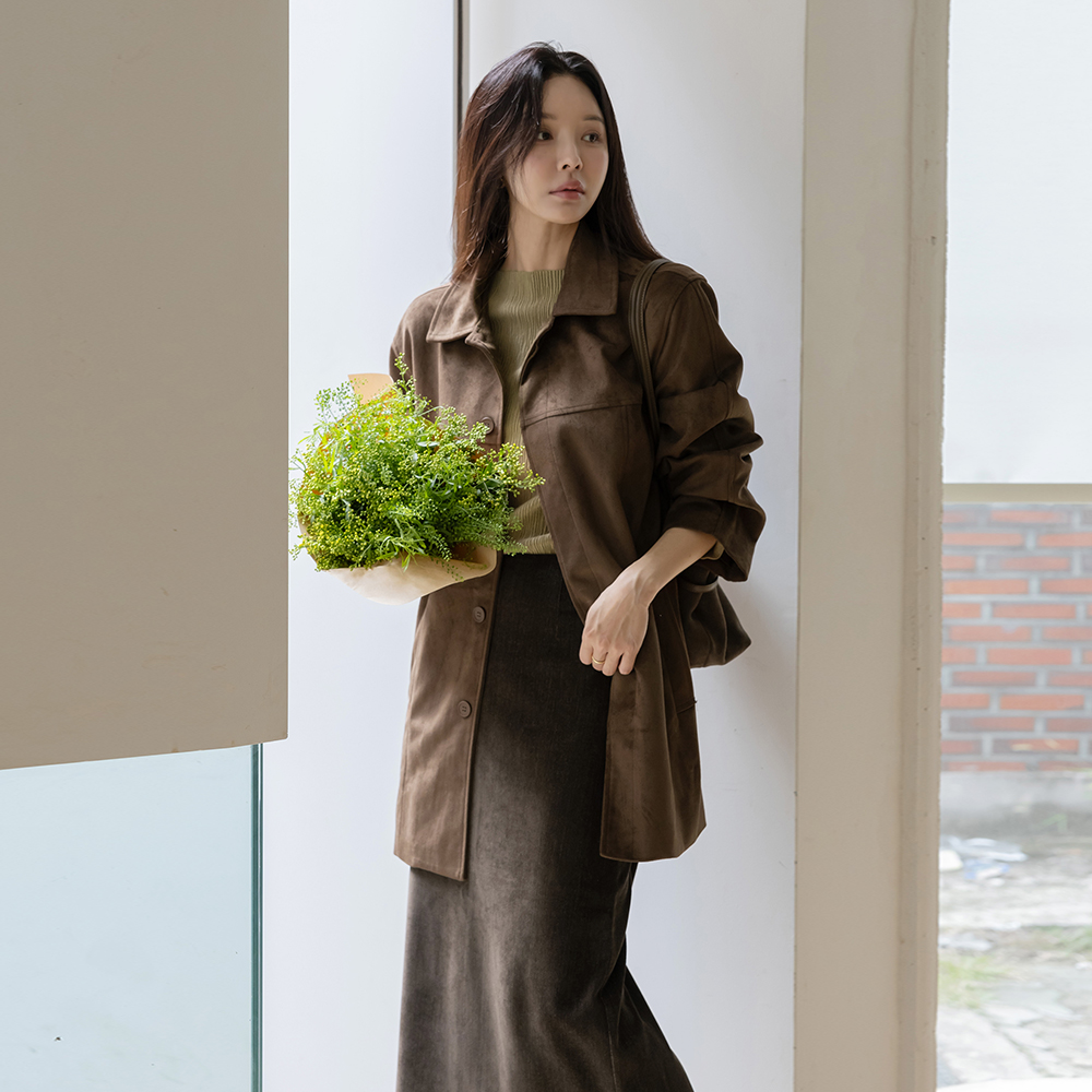 Semi- loose fit Suede Harp Jacket(+Belt)