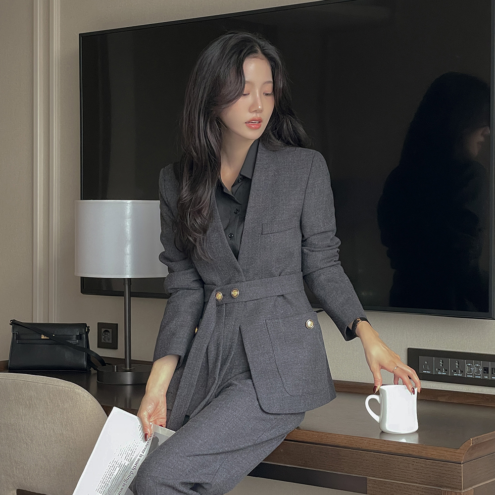 Bokashi No-collar Set-up Jacket(+Belt)