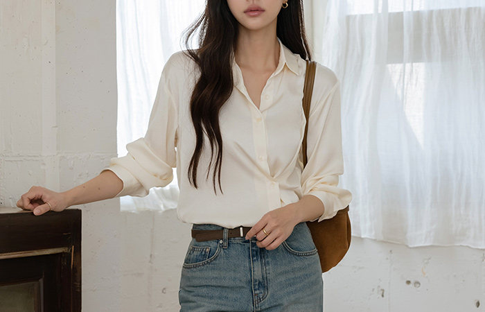 Satin Two-way Wrap Style Shirt