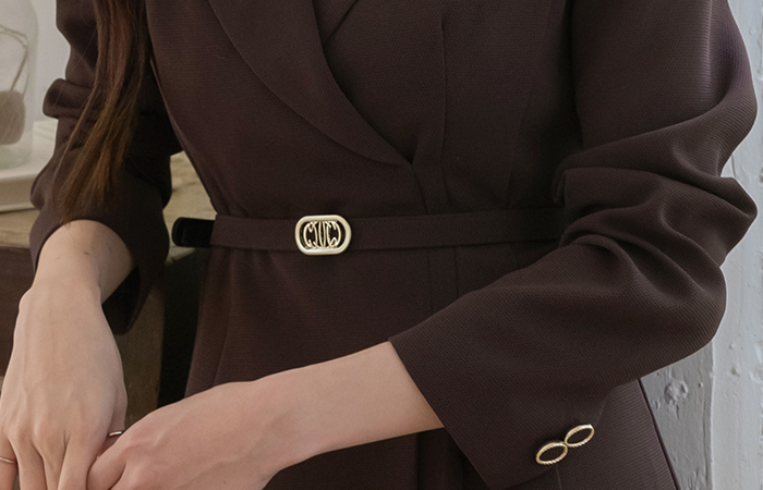 Polo Wrinkles A-line Dress_Belt